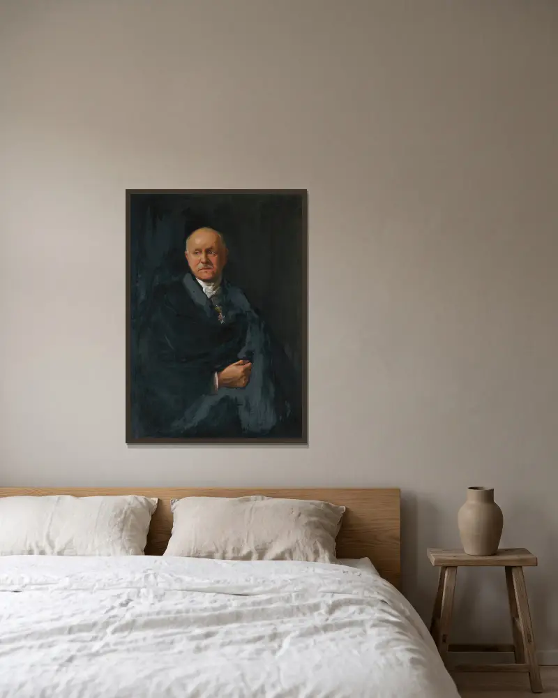 Porträtt av Monsieur Moroni av Philip Alexius de László inramad på en vägg