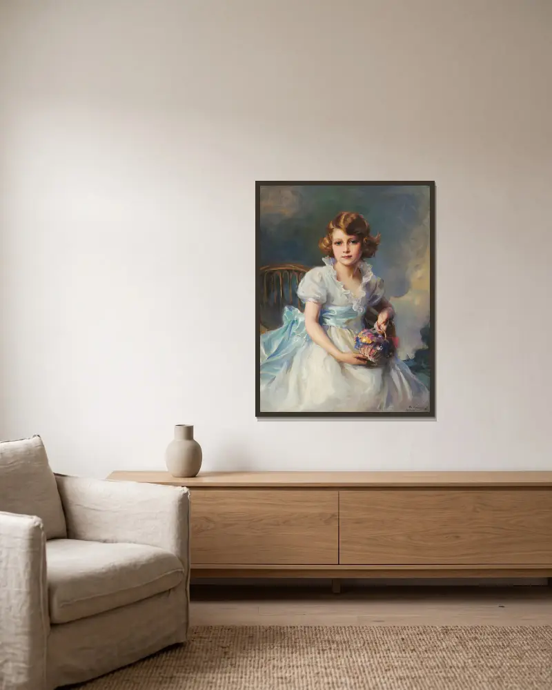 Princess Elizabeth of York av Philip Alexius de László inramad på en vägg