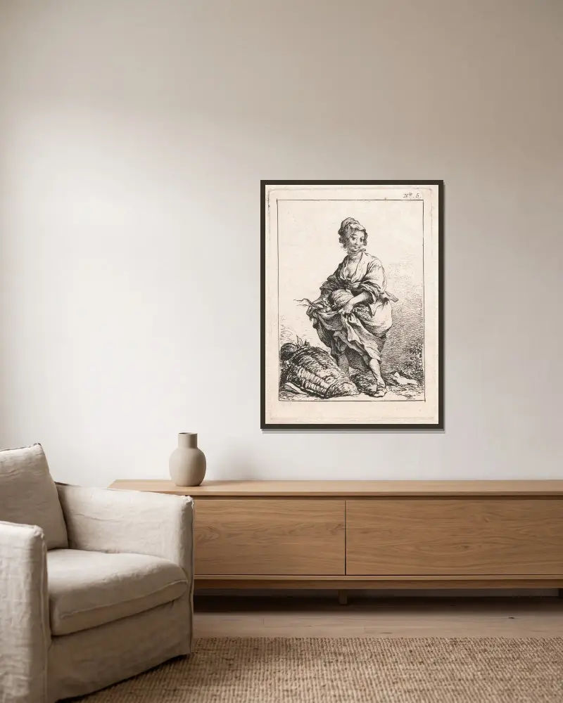 Zweite Figurenfolge von Philip James de Loutherbourg gerahmt an einer Wand