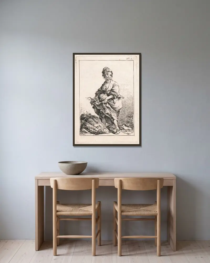 Zweite Figurenfolge von Philip James de Loutherbourg gerahmt an einer Wand