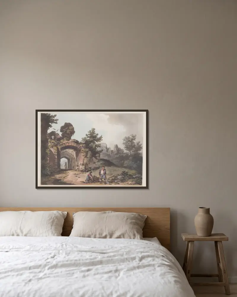 Dudley Castle von Philip James de Loutherbourg gerahmt an einer Wand