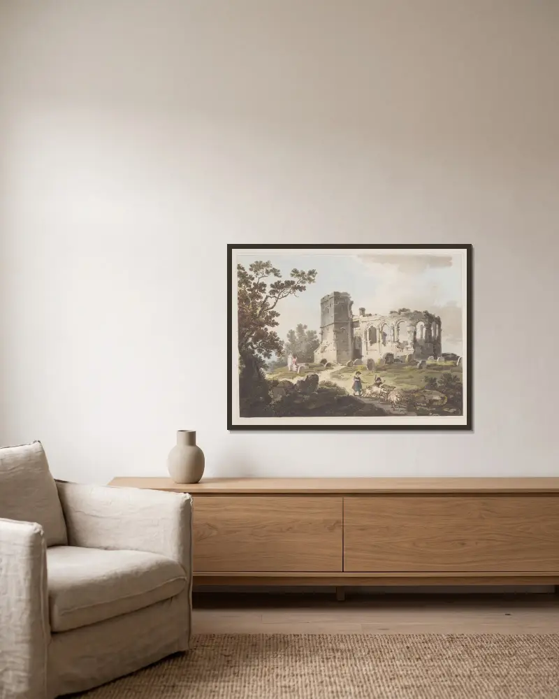 Ruine bei Basingstoke von Philip James de Loutherbourg gerahmt an einer Wand