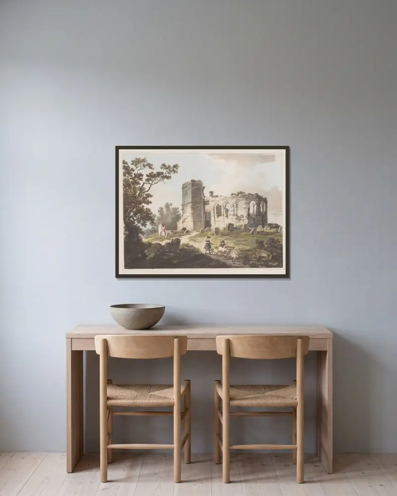 Ruine bei Basingstoke von Philip James de Loutherbourg gerahmt an einer Wand