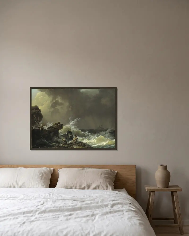 Schiffbruch von Philip James de Loutherbourg gerahmt an einer Wand
