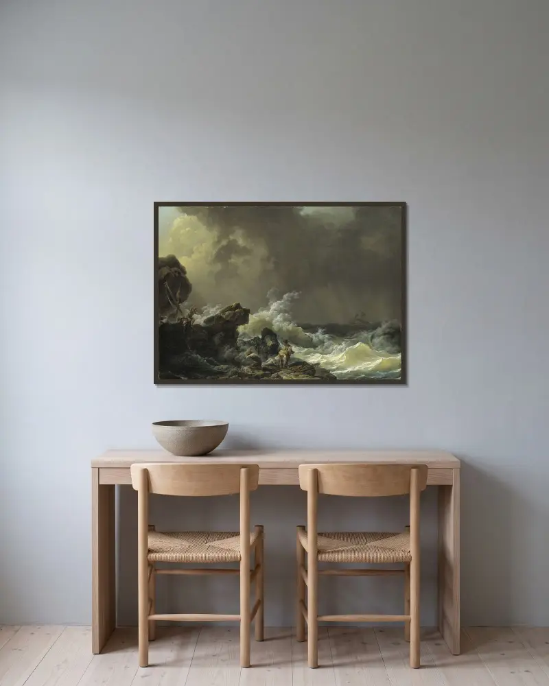 Schiffbruch von Philip James de Loutherbourg gerahmt an einer Wand