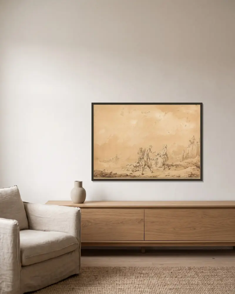 Schmuggler von Philip James de Loutherbourg gerahmt an einer Wand