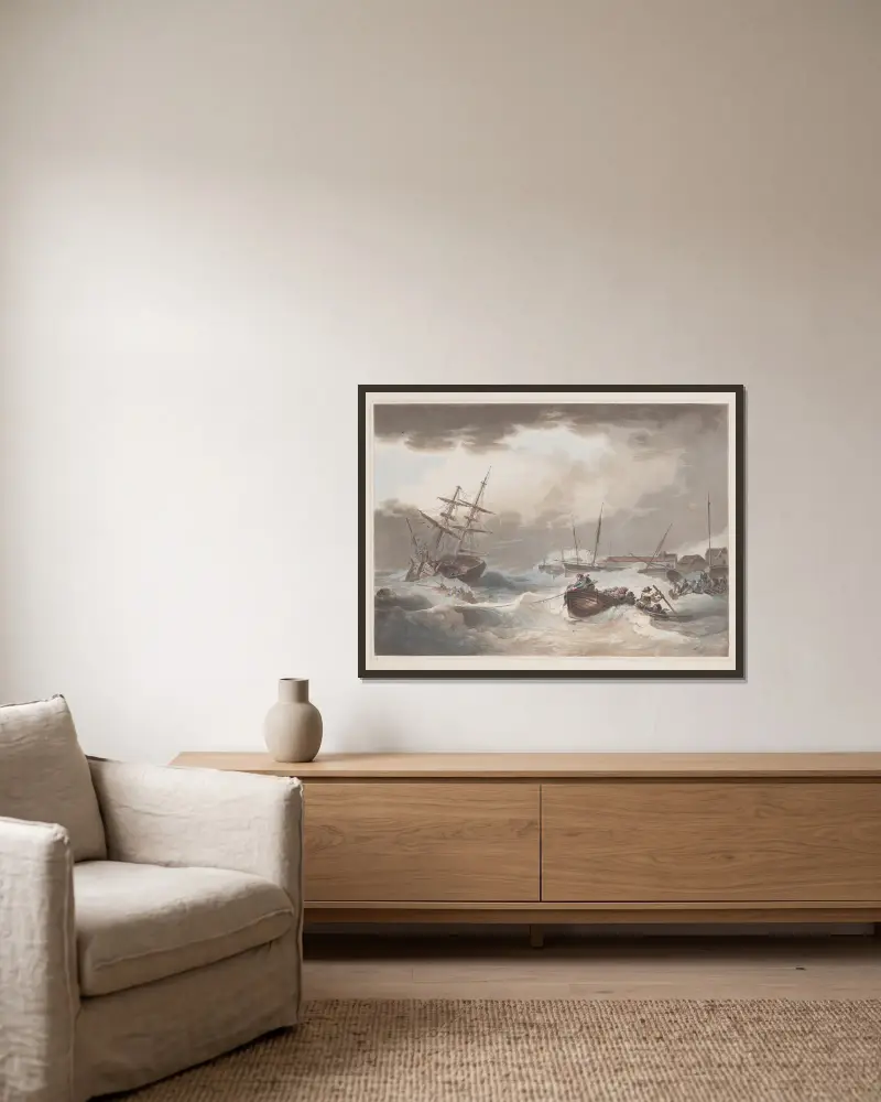 Sturm vor Margate von Philip James de Loutherbourg gerahmt an einer Wand