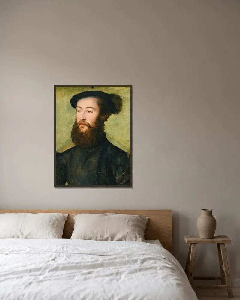 Portrait Of A Gentleman – nr 1 av Corneille de Lyon inramad på en vägg