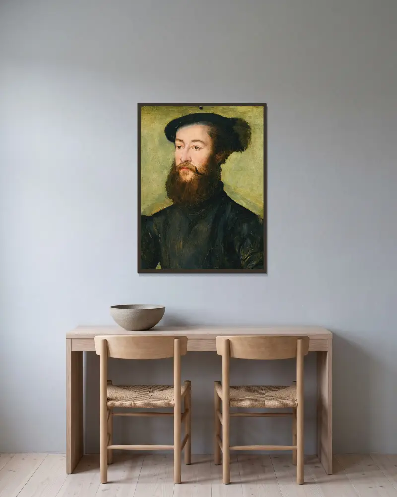 Portrait Of A Gentleman – nr 1 av Corneille de Lyon inramad på en vägg