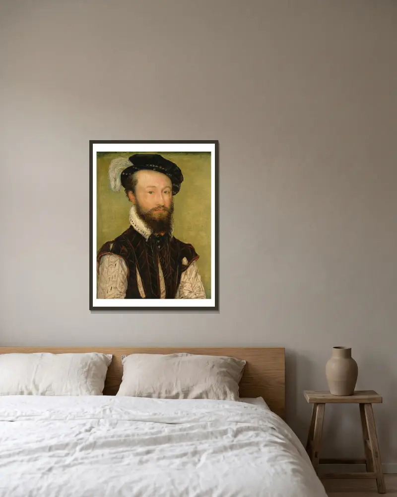 Portrait Of A Man – nr 2 av Corneille de Lyon inramad på en vägg