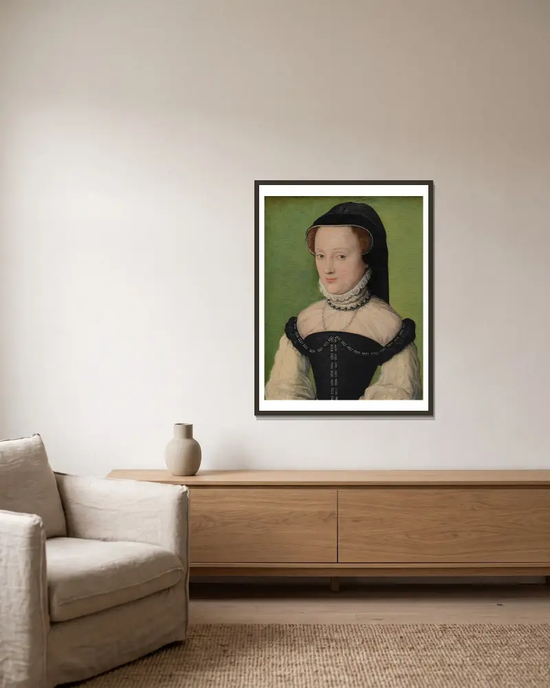 Portrait Of Madame De Châtillon av Corneille de Lyon inramad på en vägg