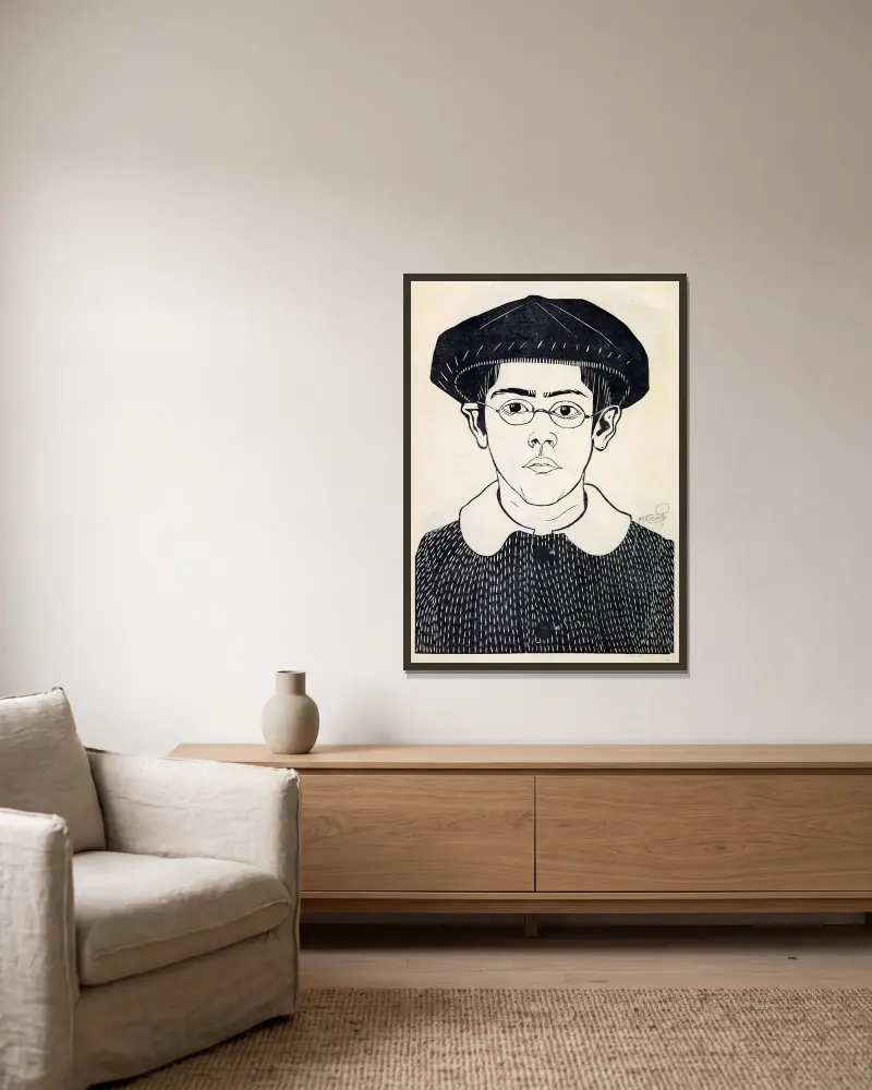 Mein Sohn (Jaap Jessurun de Mesquita) von Samuel Jessurun de Mesquita gerahmt an einer Wand
