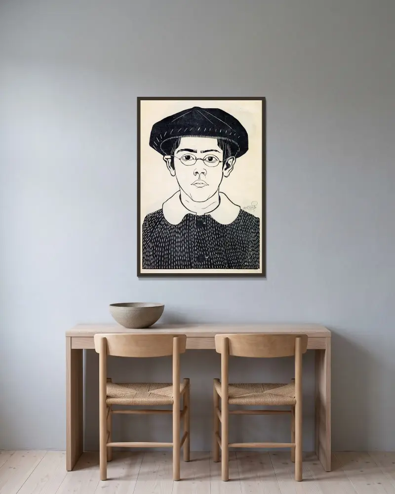 Mein Sohn (Jaap Jessurun de Mesquita) von Samuel Jessurun de Mesquita gerahmt an einer Wand