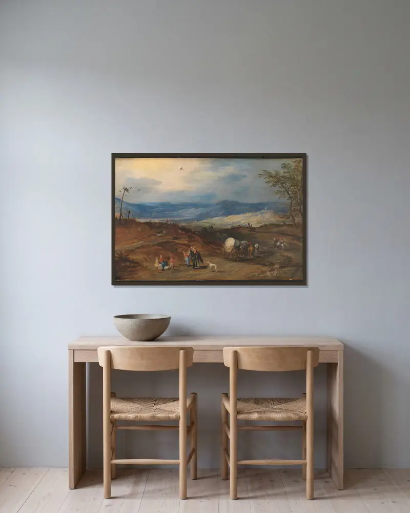 Landscape with a Road Leading Past a Place of Execution av Joos de Momper inramad på en vägg