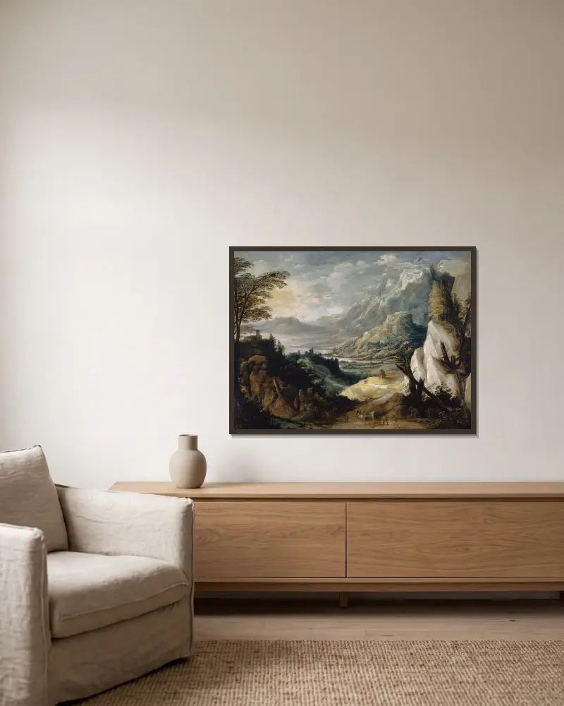 Berglandschaft – Nr. 2 von Joos de Momper gerahmt an einer Wand