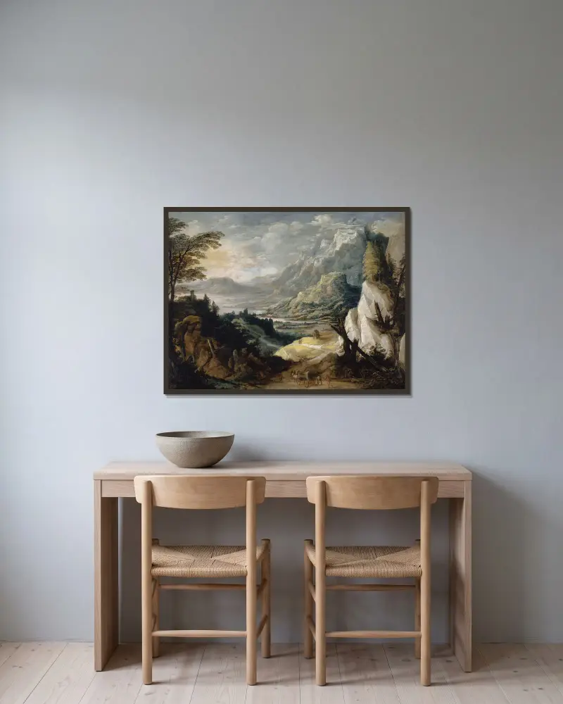 Berglandschaft – Nr. 2 von Joos de Momper gerahmt an einer Wand