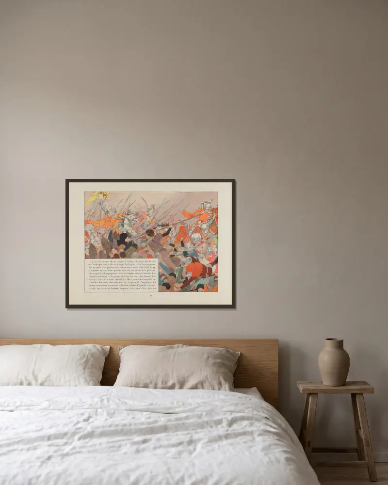 Jeanne d’Arc Pl.33 von Louis Maurice Boutet de Monvel gerahmt an einer Wand