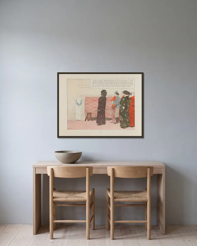 Jeanne d'Arc, Tafel 35 von Louis Maurice Boutet de Monvel gerahmt an einer Wand