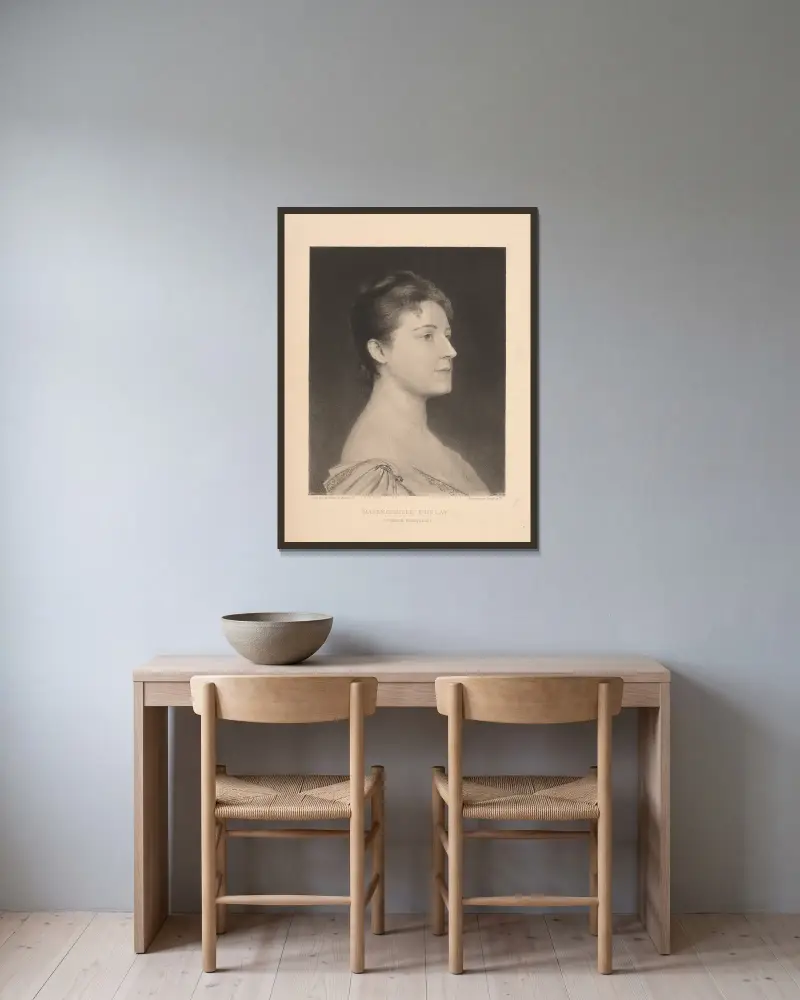 Mademoiselle Dudlay (Comedie Francaise). av Louis Maurice Boutet de Monvel inramad på en vägg