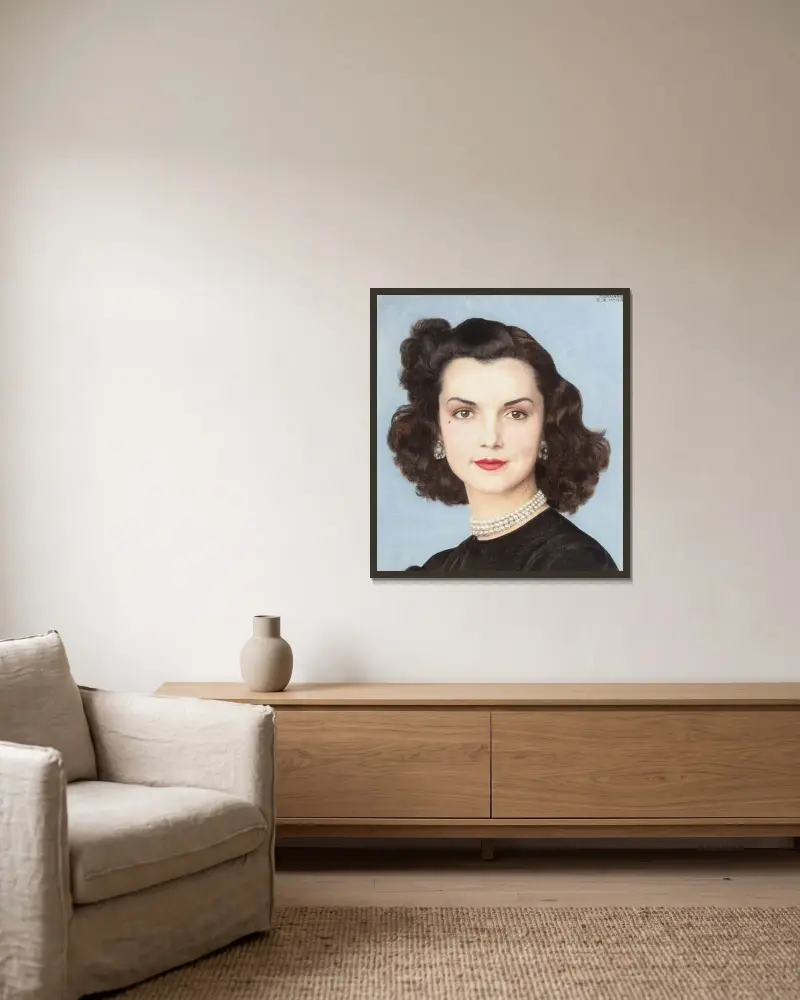 Portrait of Brenda Frazier av Bernard Boutet de Monvel inramad på en vägg