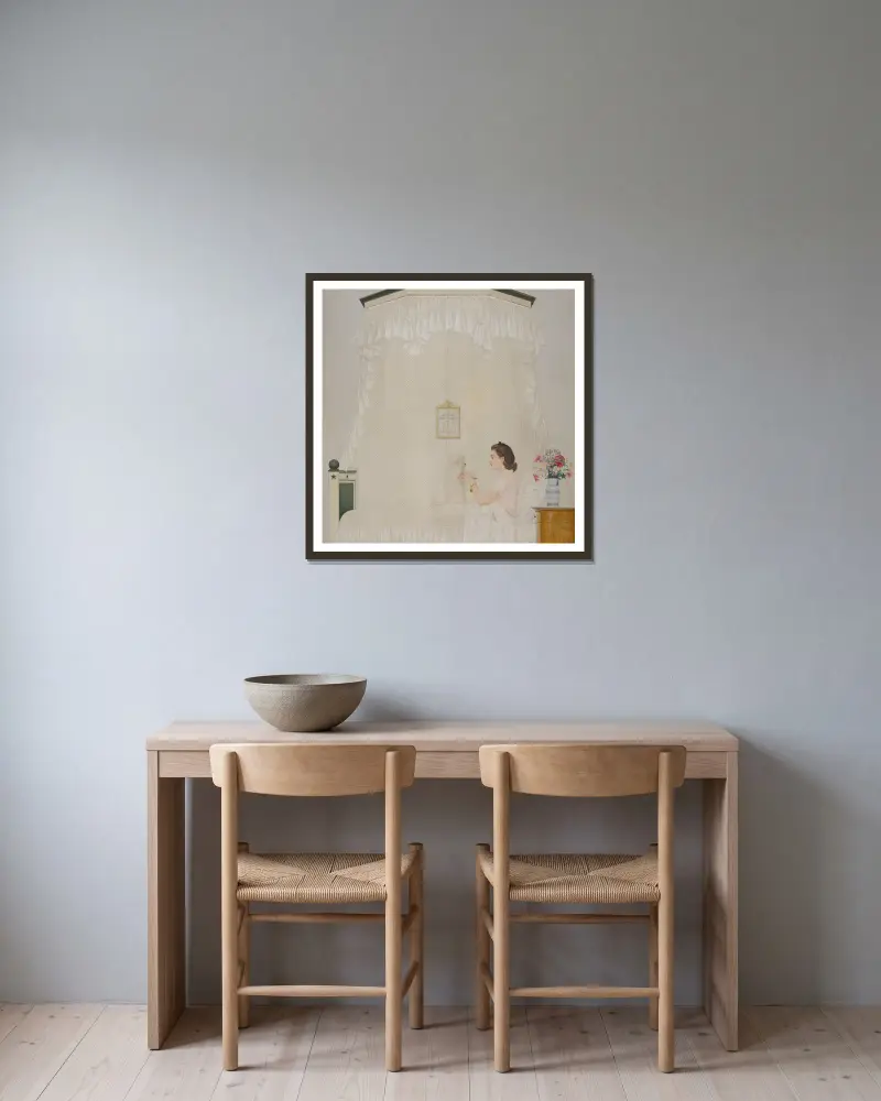 Sylvie et son Chien Champagne av Bernard Boutet de Monvel inramad på en vägg