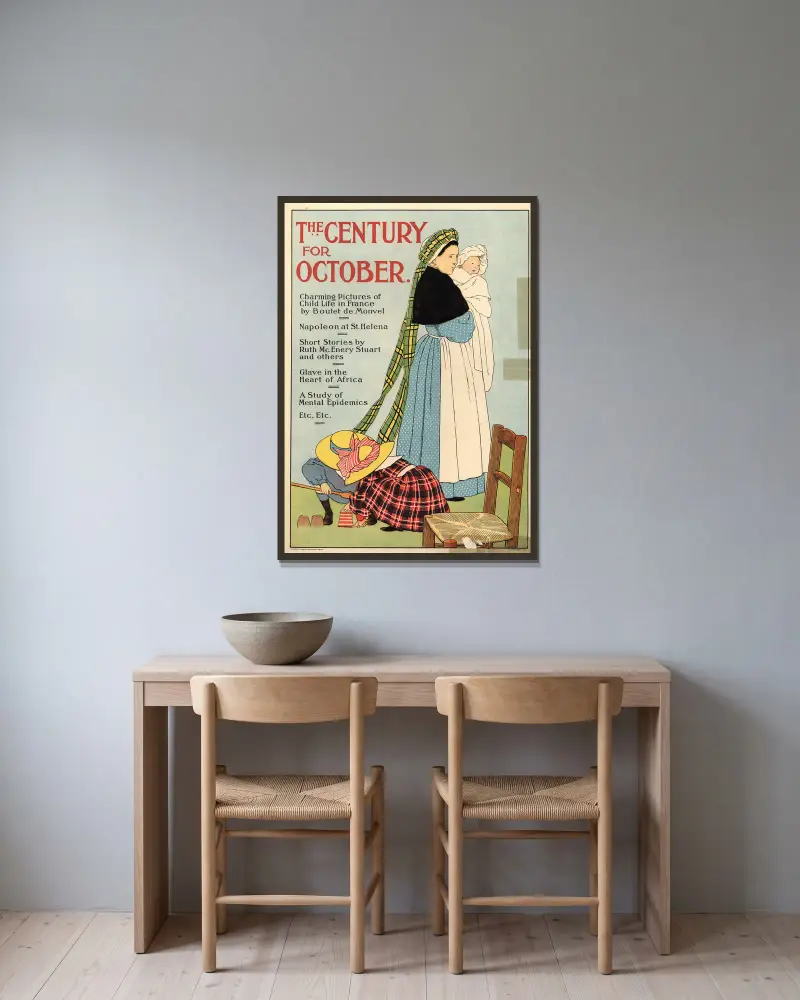 The Century für Oktober von Louis Maurice Boutet de Monvel gerahmt an einer Wand