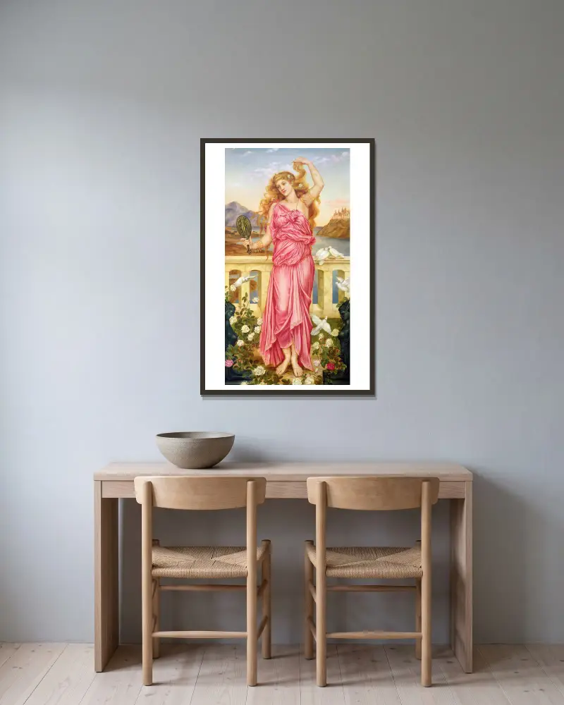 Helen Of Troy, 1898 – nr 2 av Evelyn De Morgan inramad på en vägg