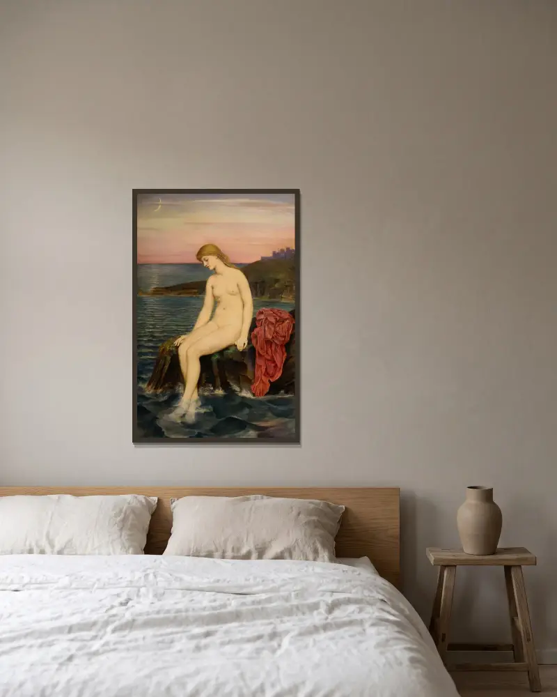 Sjöjungfrun av Evelyn De Morgan inramad på en vägg