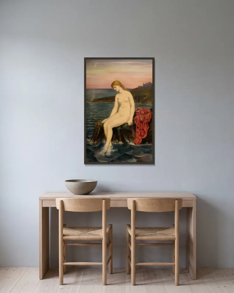Sjöjungfrun av Evelyn De Morgan inramad på en vägg
