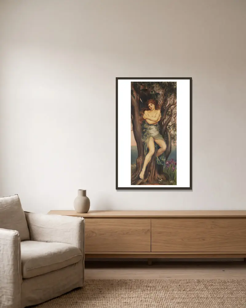 Dryaden von Evelyn De Morgan gerahmt an einer Wand
