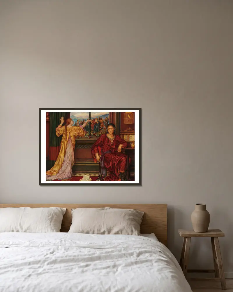 Pozlacená klec, Evelyn De Morgan v rámu na stěně