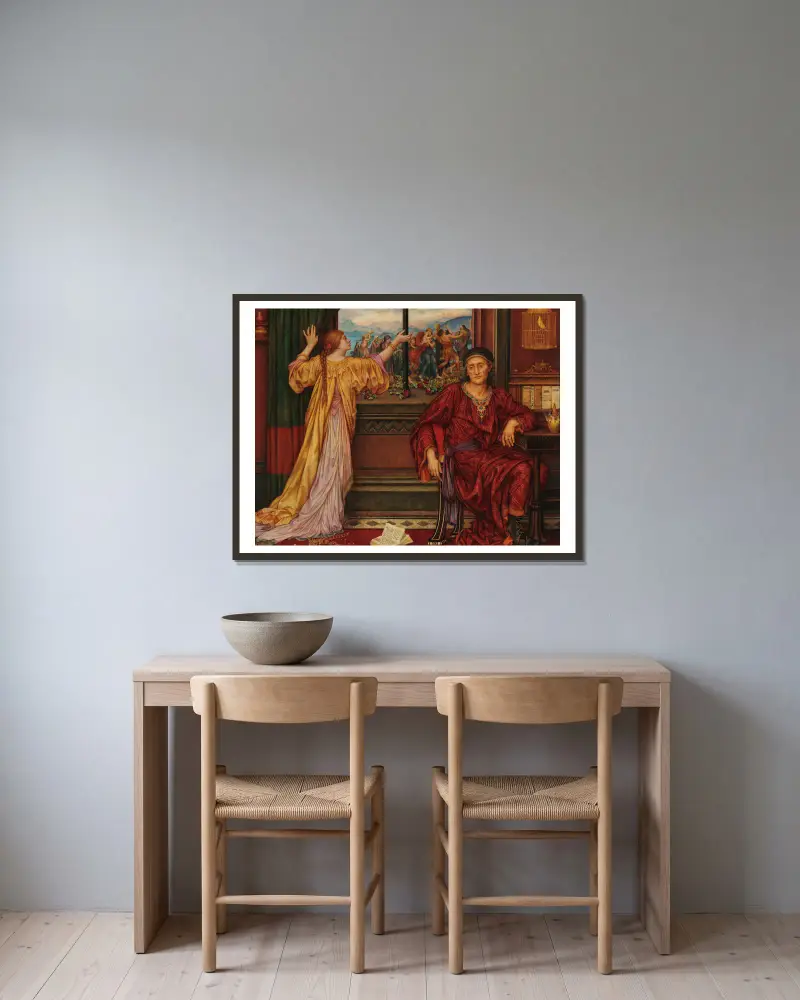 Pozlacená klec, Evelyn De Morgan v rámu na stěně