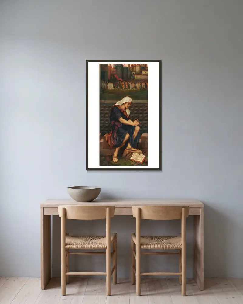 The Poor Man who Saved the City av Evelyn De Morgan inramad på en vägg