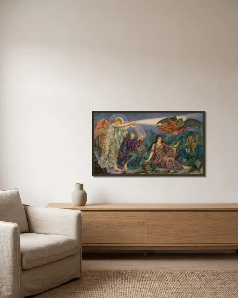 Sökarljuset av Evelyn De Morgan inramad på en vägg