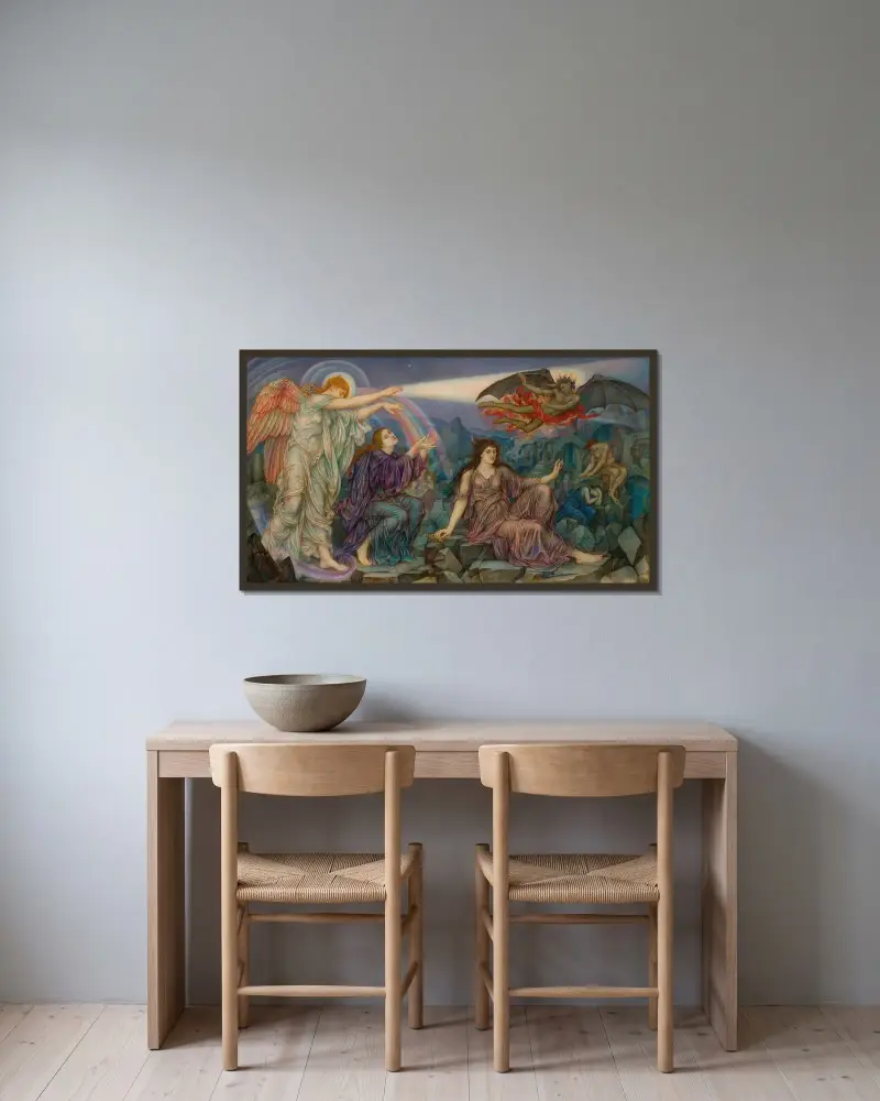 Sökarljuset av Evelyn De Morgan inramad på en vägg
