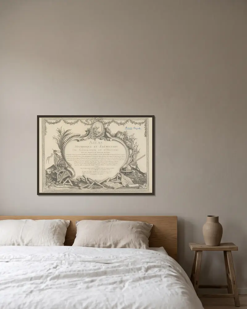 Atlas méthodique et elémentaire de géographie et d’histoire – Titlepage av Claude Buy de Mornas inramad på en vägg
