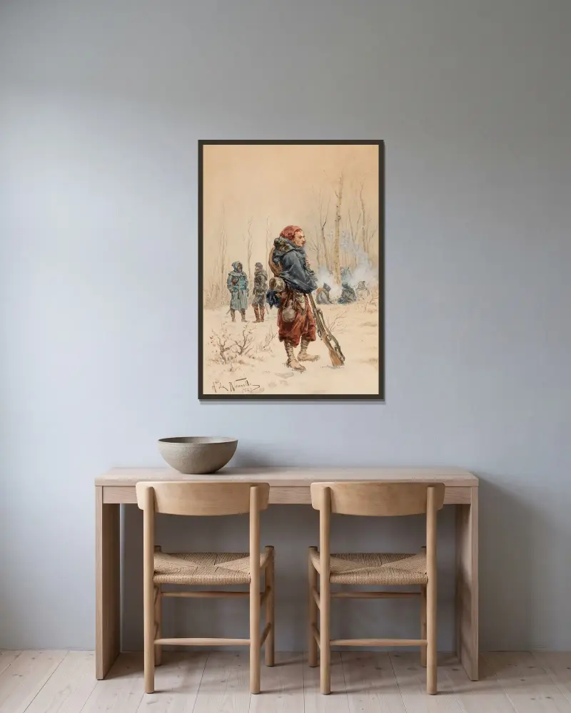 Franska soldater i läger av Alphonse Marie de Neuville inramad på en vägg
