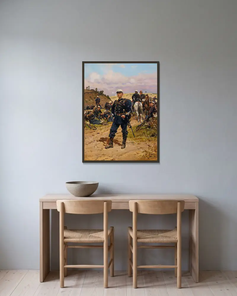 Sergent major de chasseur à pied av Alphonse Marie de Neuville inramad på en vägg