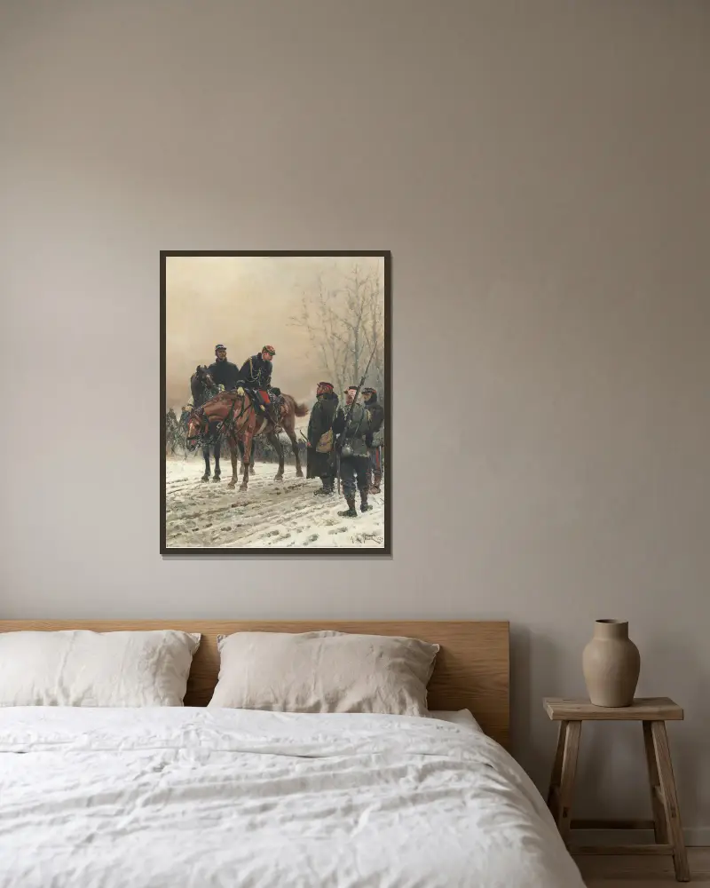 Der Gruß von Alphonse Marie de Neuville gerahmt an einer Wand