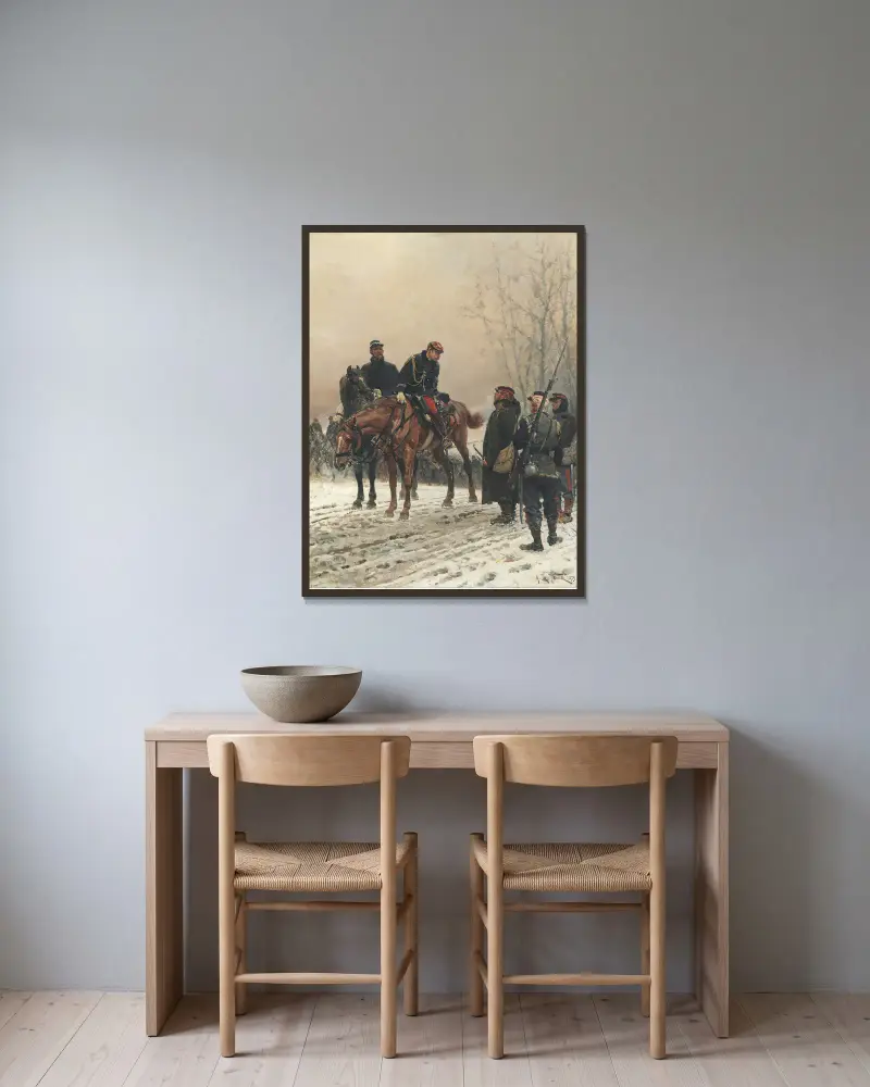 Der Gruß von Alphonse Marie de Neuville gerahmt an einer Wand