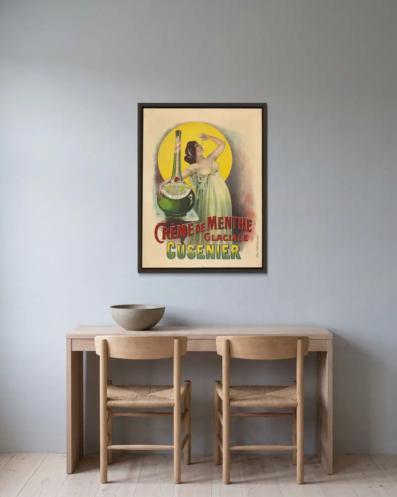 Crême de Menthe, Glaciale, Cusenier von Pal (Jean de Paleologue) gerahmt an einer Wand