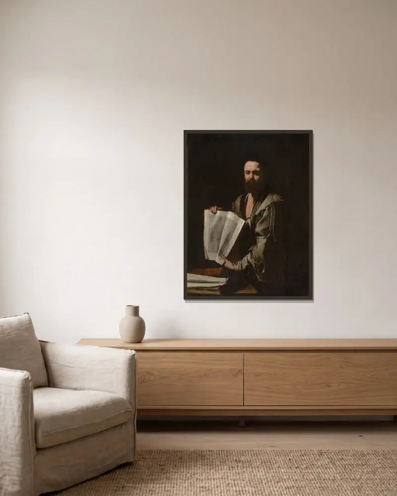 Eukleides, Jusepe de Ribera v rámu na stěně
