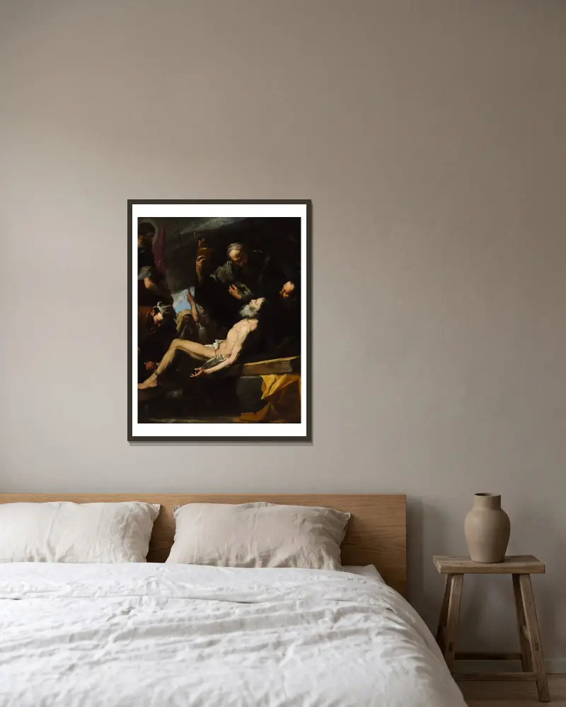 Martyrdom Of Saint Andrew av Jusepe de Ribera inramad på en vägg