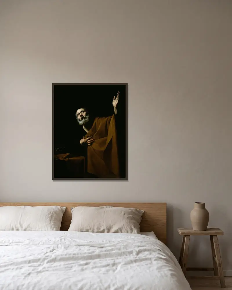 Botgörande aposteln Petrus av Jusepe de Ribera inramad på en vägg