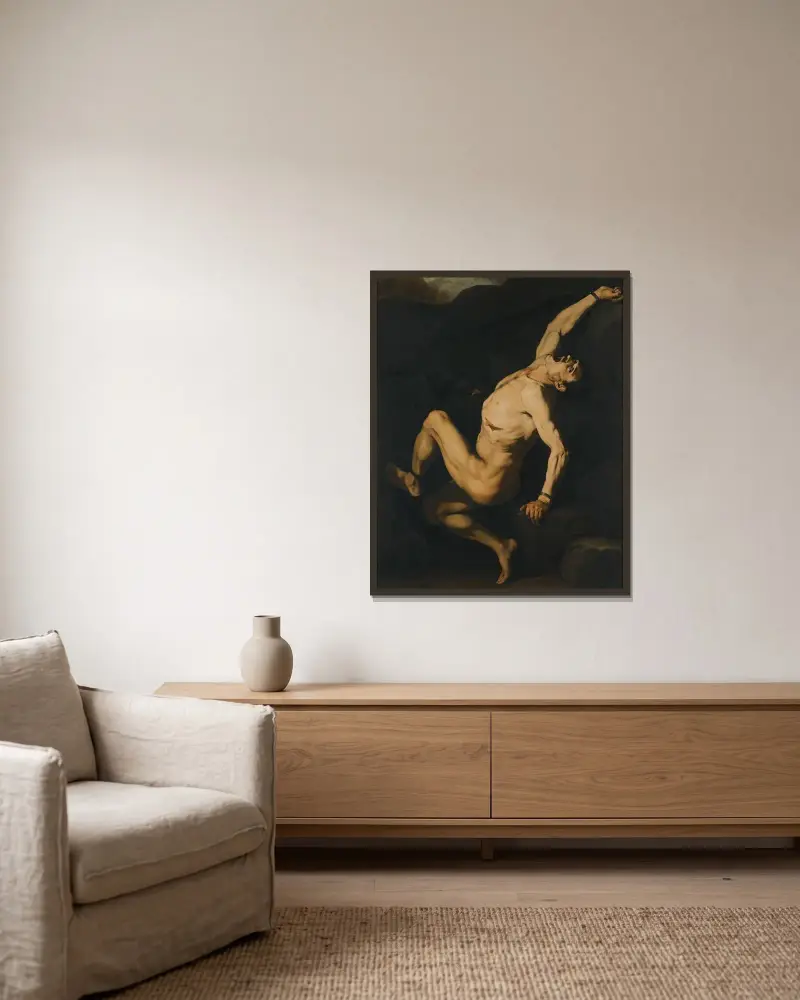 Prometheus av Jusepe de Ribera inramad på en vägg