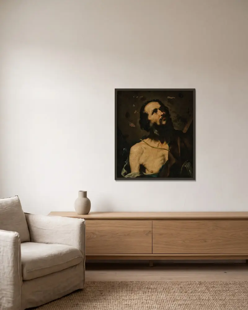 Sankt Andreas – ett fragment av Jusepe de Ribera inramad på en vägg