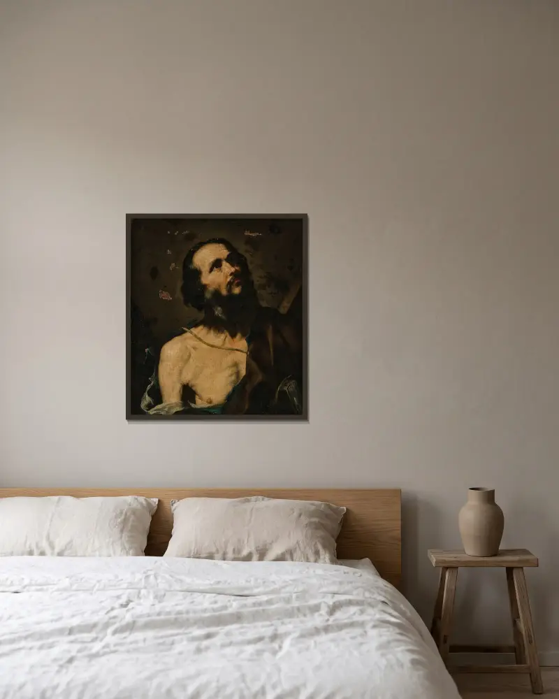Sankt Andreas – ett fragment av Jusepe de Ribera inramad på en vägg