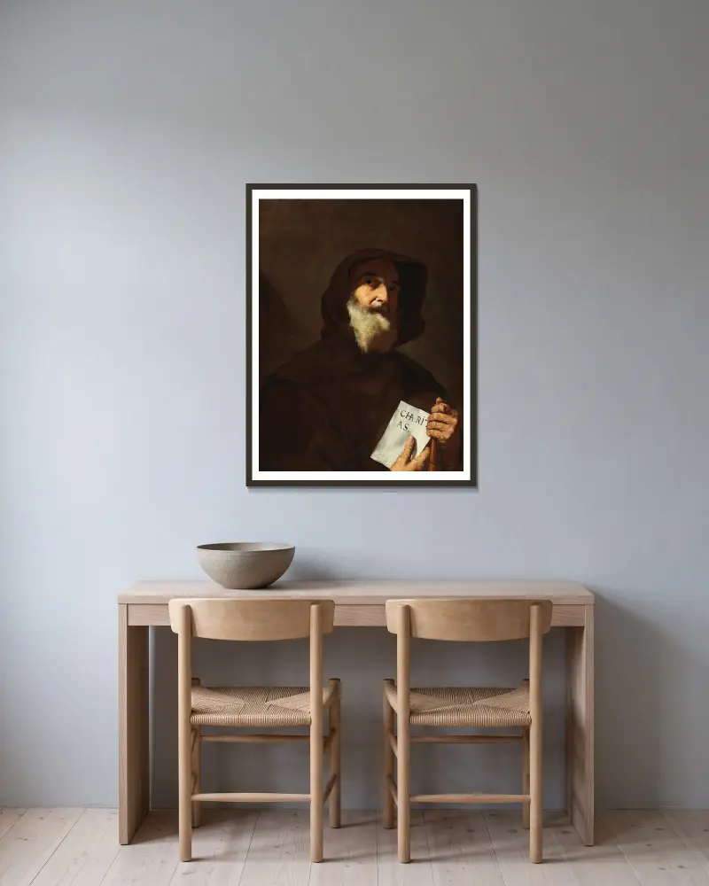 Saint Francis of Paola av Jusepe de Ribera inramad på en vägg