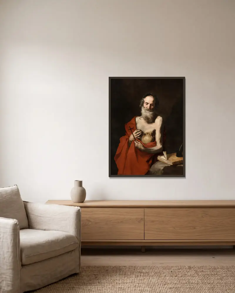 Svatý Jeroným, 1638, Jusepe de Ribera v rámu na stěně
