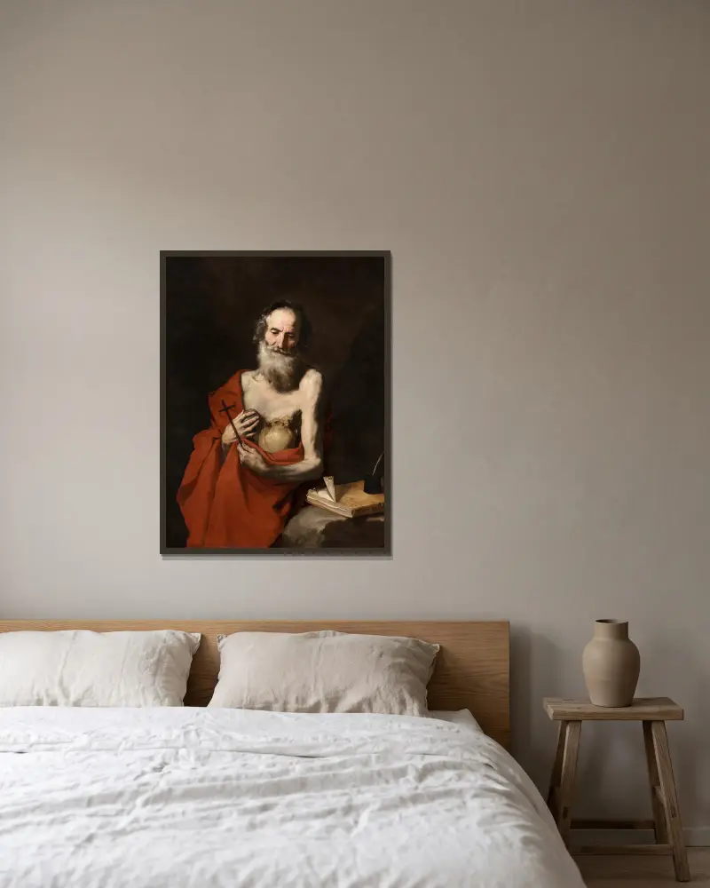Svatý Jeroným, 1638, Jusepe de Ribera v rámu na stěně